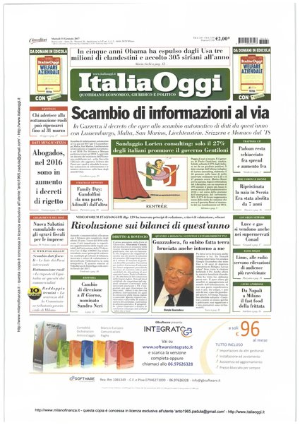 Italia oggi : quotidiano di economia finanza e politica